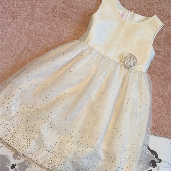 La Princess Other - Charming Cream Kids Dress with Floral Detail.